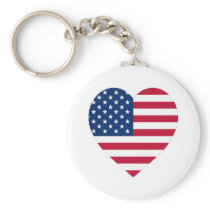 USA Flag Heart Keychain