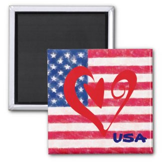 USA Flag Heart Magnet