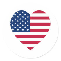 USA Flag Heart Stickers