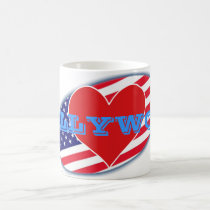 USA flag I Love Hollywood Mug