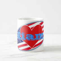 USA flag I Love Miami Coffee Mugs