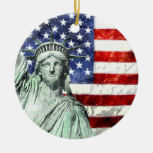 USA FLAG & LIBERTY CHRISTMAS TREE ORNAMENT