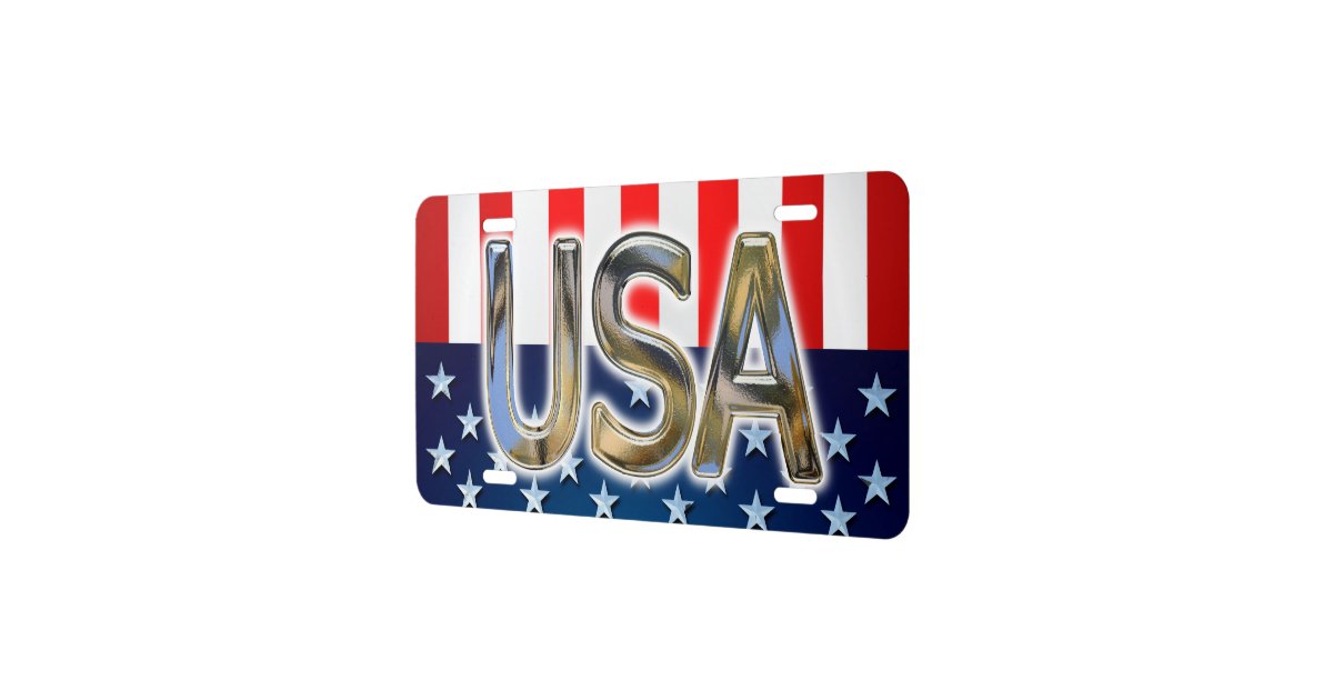 USA Flag License Plate Zazzle