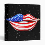 USA Flag Lipstick on Smiling Lips  Binder