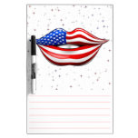 USA Flag Lipstick on Smiling Lips Dry-Erase Board