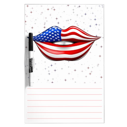USA Flag Lipstick on Smiling Lips Dry-Erase Board