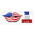 USA Flag Lipstick on Smiling Lips  Invitation Card