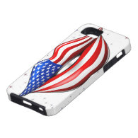 USA Flag Lipstick on Smiling Lips iPhone 5 Case