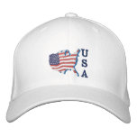 USA Flag Map W Baseball Cap