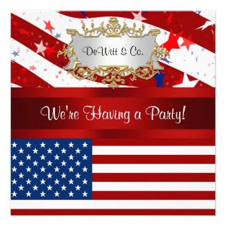 USA Flag Party Invitation Red White Blue