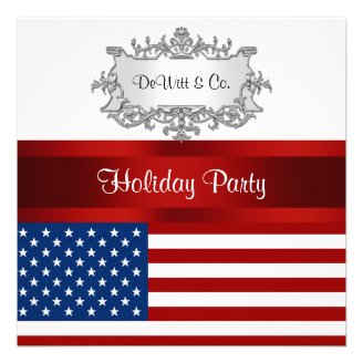 USA Flag Party Invitation Red White Blue Silver