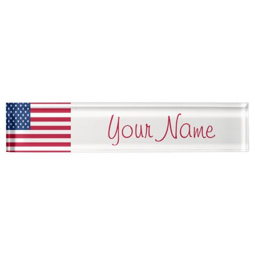 USA Flag Patriotic Custom Desk Name Plate | Zazzle