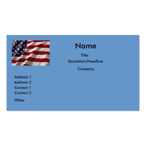 USA Flag Profile Card #6 Business Card (front side)