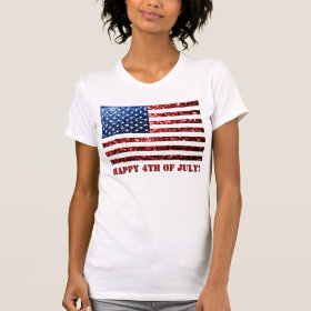 USA flag red & blue sparkles glitters 4th of July T Shirt