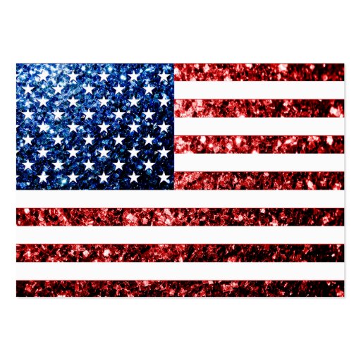 USA flag red & blue sparkles glitters Business Card (front side)