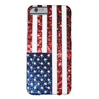 USA flag red & blue sparkles glitters Barely There iPhone 6 Case
