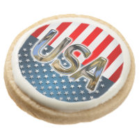 USA Flag Round Sugar Cookie