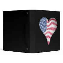 USA Flag Sketch Painting Blur 3 Ring Binders