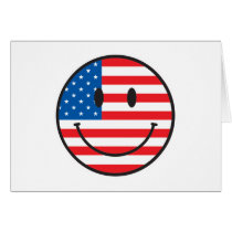 USA Flag Smiley Happy Face Greeting Cards