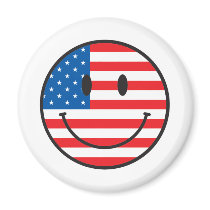 USA Flag Smiley Happy Face Fridge Magnet