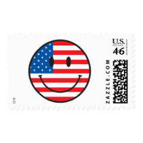 USA Flag Smiley Happy Face Stamps
