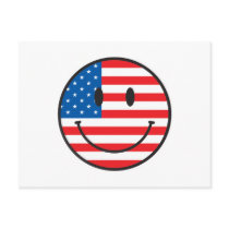 USA Flag Smiley Happy Face Postcards
