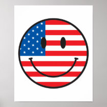 USA Flag Smiley Happy Face Posters