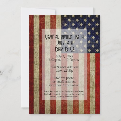 USA Flag with a vintage look Party Custom Announcements