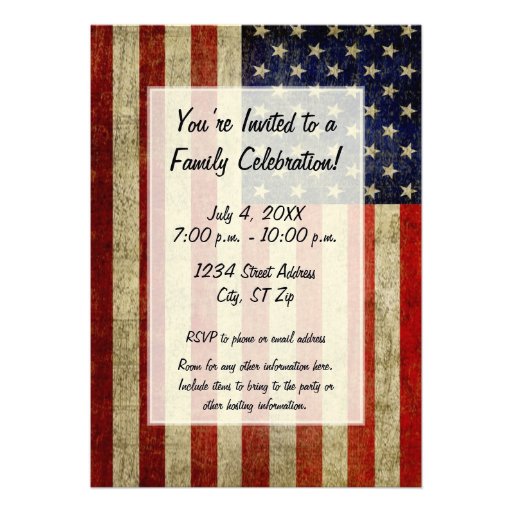USA Flag with a vintage look Party Custom Announcements (front side)