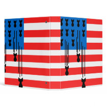 USA Flag with Falling Bombs 3 Ring Binders