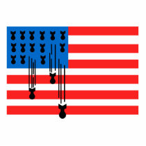 USA Flag with Falling Bombs Cut Outs