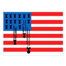 USA Flag with Falling Bombs Postcards