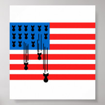 USA Flag with Falling Bombs Posters