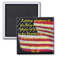 USA flag with pledge magnet