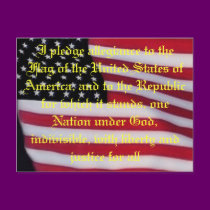 USA flag with pledge postcard