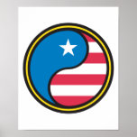 USA Flag Yin Yang Posters