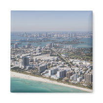 USA, Florida, Miami, Cityscape with beach 3 Magnets