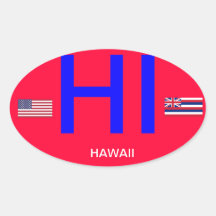 Oval Bumper Stickers on Usa  Hawaii Euro Style Oval Bumper Sticker