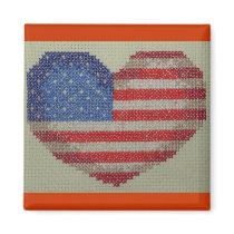 USA heart cross stitch  magnet