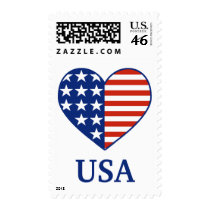 USA Heart Flag Medium Postage Stamp
