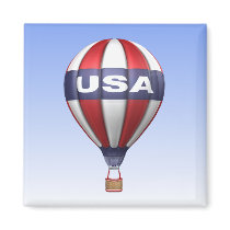 USA Hot Air Balloon Square Magnet by mariannegilliand USA Hot Air Balloon Square Magnet