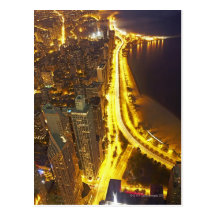 USA, Illinois, aerial view of Chicago at dusk Post Cards