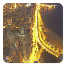 USA, Illinois, aerial view of Chicago at dusk Square Stickers