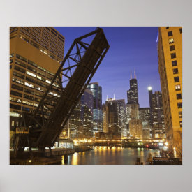 USA, Illinois, Chicago, Chicago River Poster