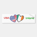 USA Ireland Heart Flags Bumper Stickers