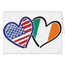 USA Ireland Heart Flags Card