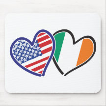 USA Ireland Heart Flags Mouse Pads