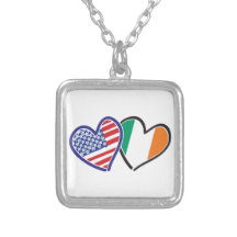 USA Ireland Heart Flags Necklace