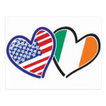 USA Ireland Heart Flags Post Cards