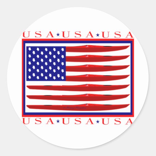 USA Kayak Flag Classic Round Sticker | Zazzle